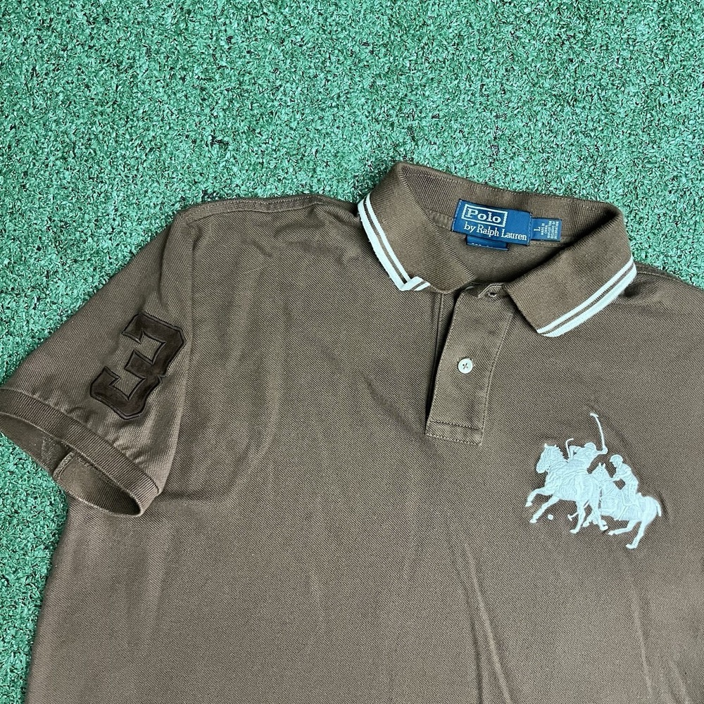 Vintage Polo Ralph Lauren Polo Shirt Short Sleeve Brown Men's Size L Horsemen